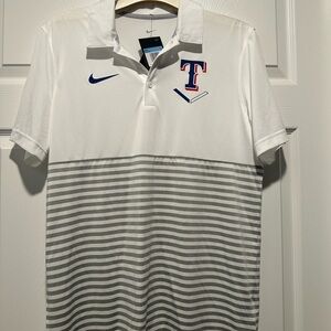 Nike Men's White and Gray Polo Shirt - Texas Rangers